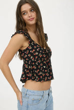 Load image into Gallery viewer, Floral Clip Dot Front Tie with Cut-out Crop Top