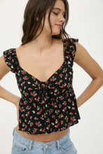 Load image into Gallery viewer, Floral Clip Dot Front Tie with Cut-out Crop Top