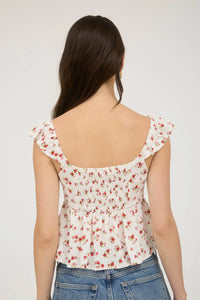 Floral Clip Dot Front Tie with Cut-out Crop Top (Copy)