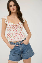 Load image into Gallery viewer, Floral Clip Dot Front Tie with Cut-out Crop Top (Copy)