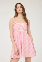 Load image into Gallery viewer, Floral Bow Pattern Tie Strap Mini Dress
