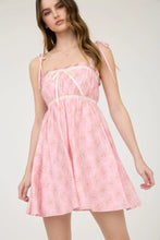 Load image into Gallery viewer, Floral Bow Pattern Tie Strap Mini Dress