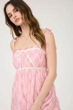 Load image into Gallery viewer, Floral Bow Pattern Tie Strap Mini Dress