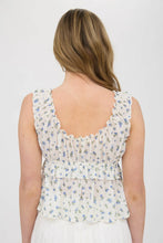 Load image into Gallery viewer, Floral Print Lettuce Trim Front Tie Top