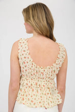 Load image into Gallery viewer, Floral Print Lettuce Trim Front Tie Top