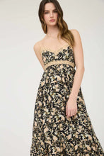 Load image into Gallery viewer, Floral lace trim, Ribbon strap back tie midi dress