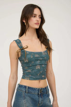 Load image into Gallery viewer, Floral Ribbon Bow Detail Sleeveless Crop Top