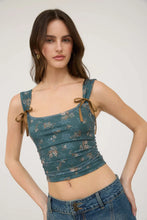 Load image into Gallery viewer, Floral Ribbon Bow Detail Sleeveless Crop Top