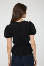 Load image into Gallery viewer, Front Bow Detail Short Sleeve Puffer Knit Top