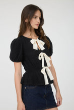 Load image into Gallery viewer, Front Bow Detail Short Sleeve Puffer Knit Top