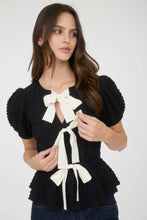 Load image into Gallery viewer, Front Bow Detail Short Sleeve Puffer Knit Top
