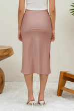 Load image into Gallery viewer, Satin Side Slit Midi skirt