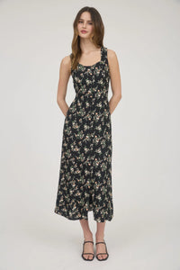 Floral Sleeveless Button-down Midi Dress