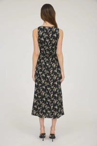 Floral Sleeveless Button-down Midi Dress