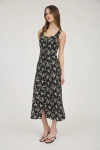 Floral Sleeveless Button-down Midi Dress