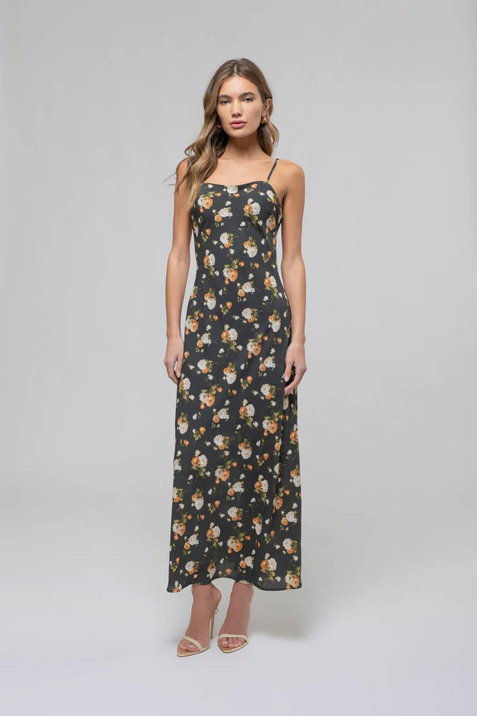 Floral Sweetheart Neck Cami Midi Dress