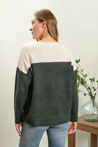 Contrast Long Sleeve Knit Pullover Sweater