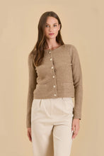 Load image into Gallery viewer, Round Neck Gold Button Knit Cardigan