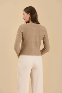 Round Neck Gold Button Knit Cardigan