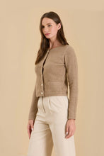 Load image into Gallery viewer, Round Neck Gold Button Knit Cardigan