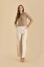 Load image into Gallery viewer, Round Neck Gold Button Knit Cardigan