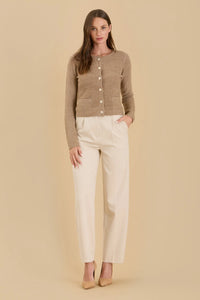Round Neck Gold Button Knit Cardigan