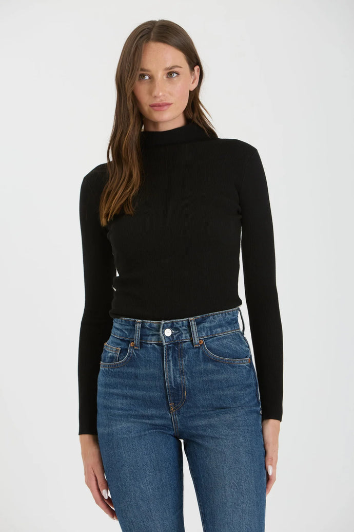 Two-tone Colorblock Moch neck Knit Sweater