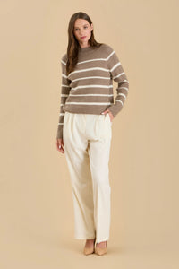 Stripe High Neck Knit Pullover Sweater