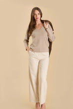 Load image into Gallery viewer, Solid V-neck Front Seam Knit Sweater
