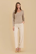 Load image into Gallery viewer, Solid V-neck Front Seam Knit Sweater