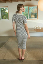 Load image into Gallery viewer, Stripe Collared Short Sleeve Knit Midi Dress