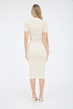 Load image into Gallery viewer, Stripe Collared Short Sleeve Knit Midi Dress