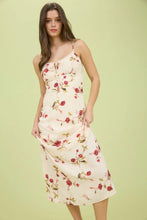Load image into Gallery viewer, Floral Lace Trim Front Tie Midi Dress