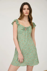 Floral Front Cut-out with Tie Mini Dress