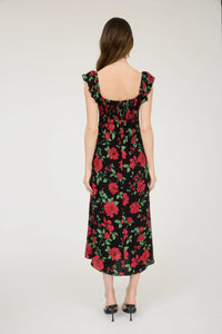 Floral Front Tie with Cut-out Midi Dress