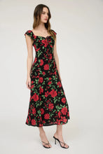 Load image into Gallery viewer, Floral Front Tie with Cut-out Midi Dress