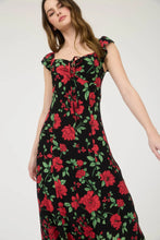 Load image into Gallery viewer, Floral Front Tie with Cut-out Midi Dress