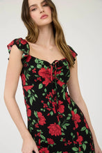 Load image into Gallery viewer, Floral Front Tie with Cut-out Midi Dress