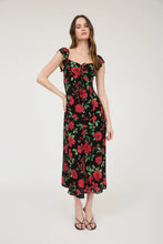 Load image into Gallery viewer, Floral Front Tie with Cut-out Midi Dress
