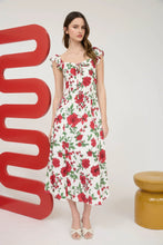 Load image into Gallery viewer, Floral Front Tie with Cut-out Midi Dress