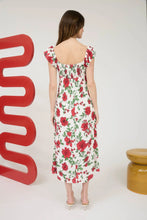 Load image into Gallery viewer, Floral Front Tie with Cut-out Midi Dress