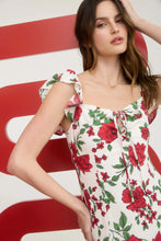Load image into Gallery viewer, Floral Front Tie with Cut-out Midi Dress