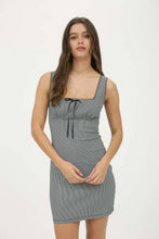 Load image into Gallery viewer, Plaid Lace Trim Tie Sleeveless Mini Dress