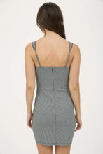 Load image into Gallery viewer, Plaid Lace Trim Tie Sleeveless Mini Dress