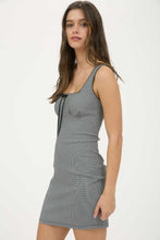 Load image into Gallery viewer, Plaid Lace Trim Tie Sleeveless Mini Dress