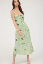 Load image into Gallery viewer, Summer Print Front Tie Spaghetti Midi Dress