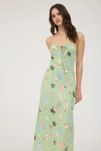 Load image into Gallery viewer, Summer Print Front Tie Spaghetti Midi Dress