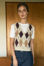 Load image into Gallery viewer, Argyle Pattern Button Down Knit Cardigan Vest