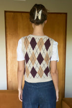 Load image into Gallery viewer, Argyle Pattern Button Down Knit Cardigan Vest