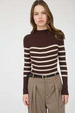 Load image into Gallery viewer, Mock Neck Stripe Long Sleeve Sweater Knit Pullover